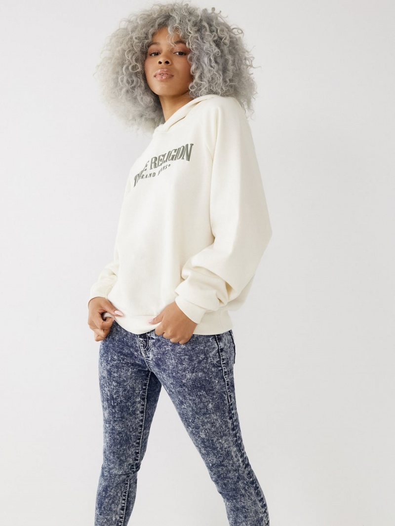 Sudadera con Capucha True Religion Relaxed Blancas | 84XSFHEZA