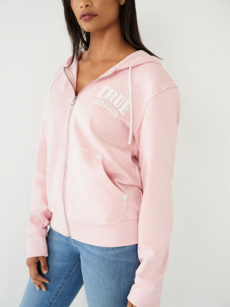 Sudadera con Capucha True Religion Relaxed Zip Rosas | 52IPAOJRM