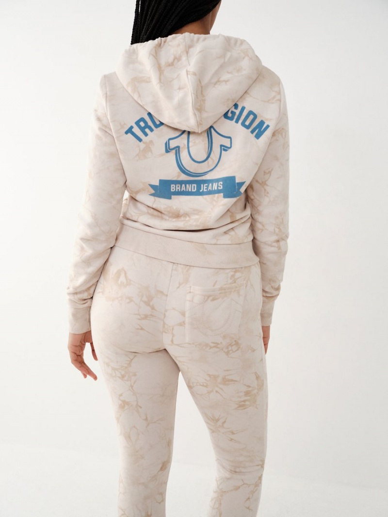 Sudadera con Capucha True Religion Tie Dye Crop Zip Rosas | 18IASTKNE