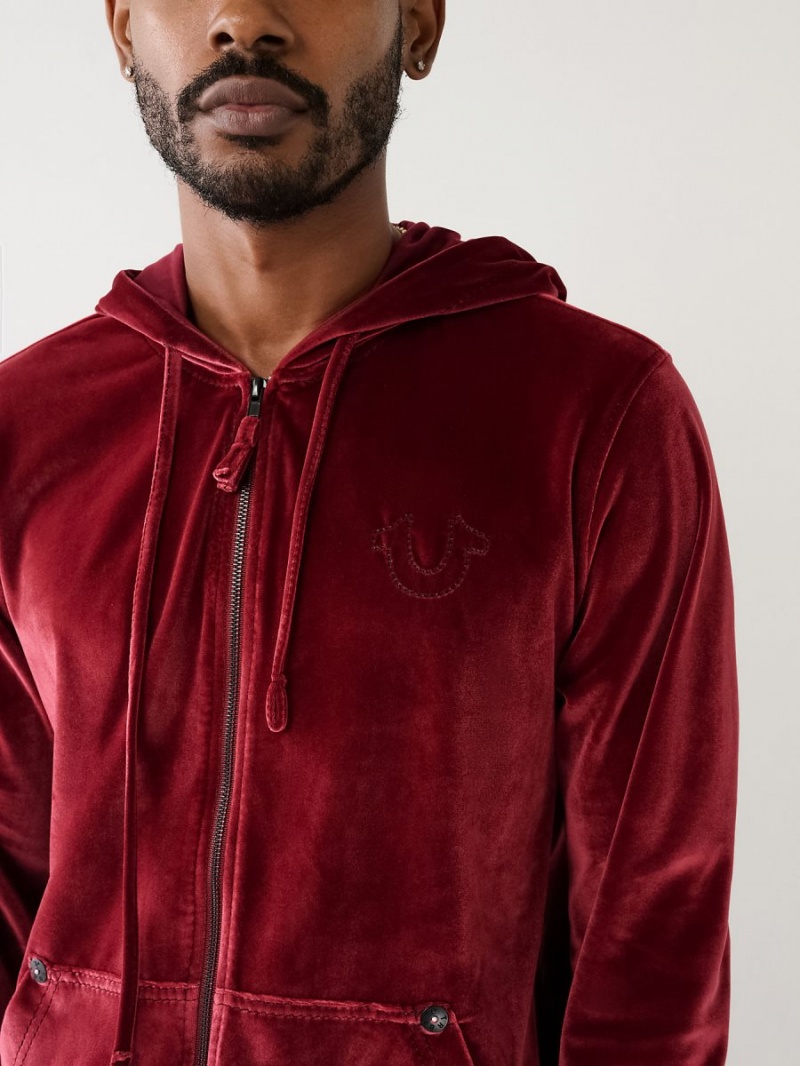 Sudadera con Capucha True Religion Velour Big T Zip Redwood | 41CNQWKSG