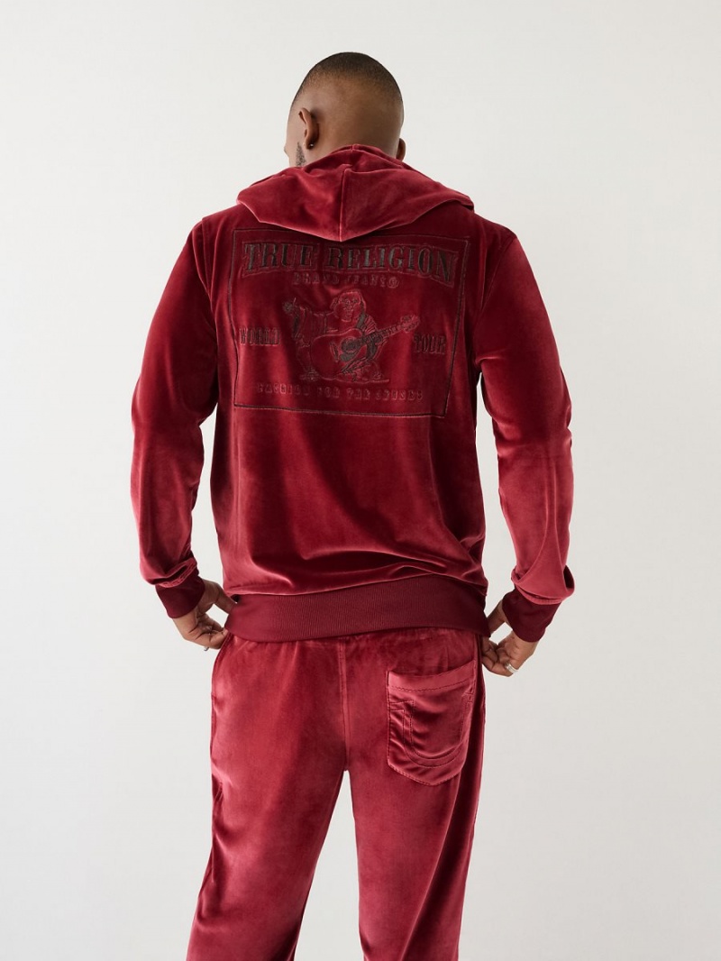 Sudadera con Capucha True Religion Velour Big T Zip Redwood | 41CNQWKSG