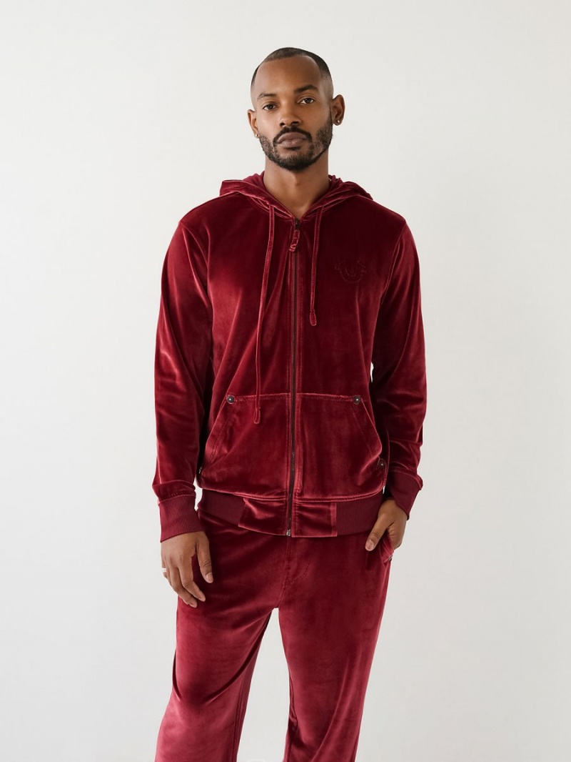 Sudadera con Capucha True Religion Velour Big T Zip Redwood | 41CNQWKSG