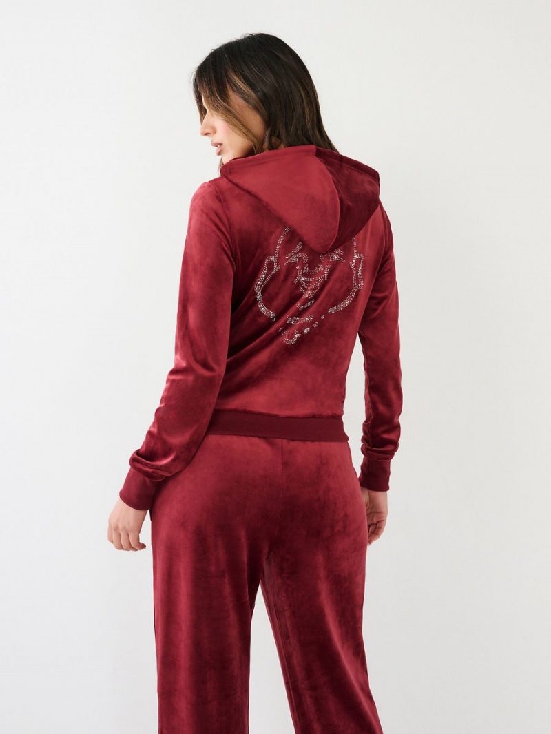 Sudadera con Capucha True Religion Velour Zip Redwood | 29XTUYVAK