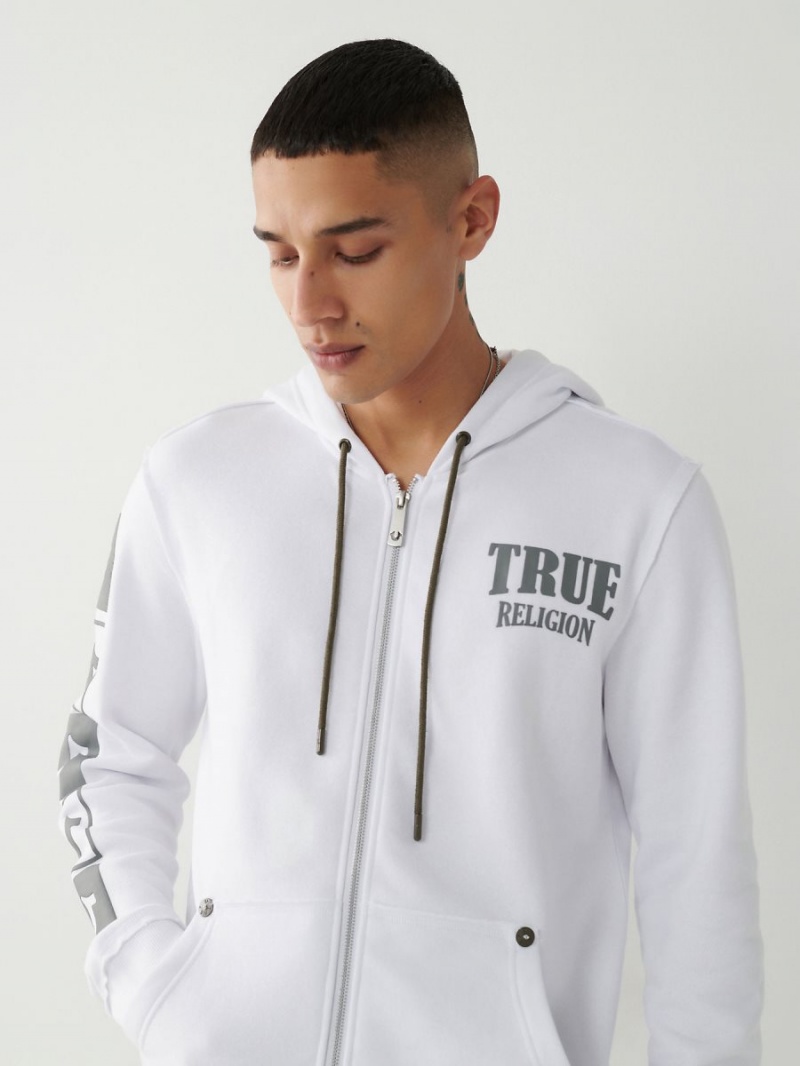 Sudadera con Capucha True Religion Zip Blancas | 68ZVAXSMW