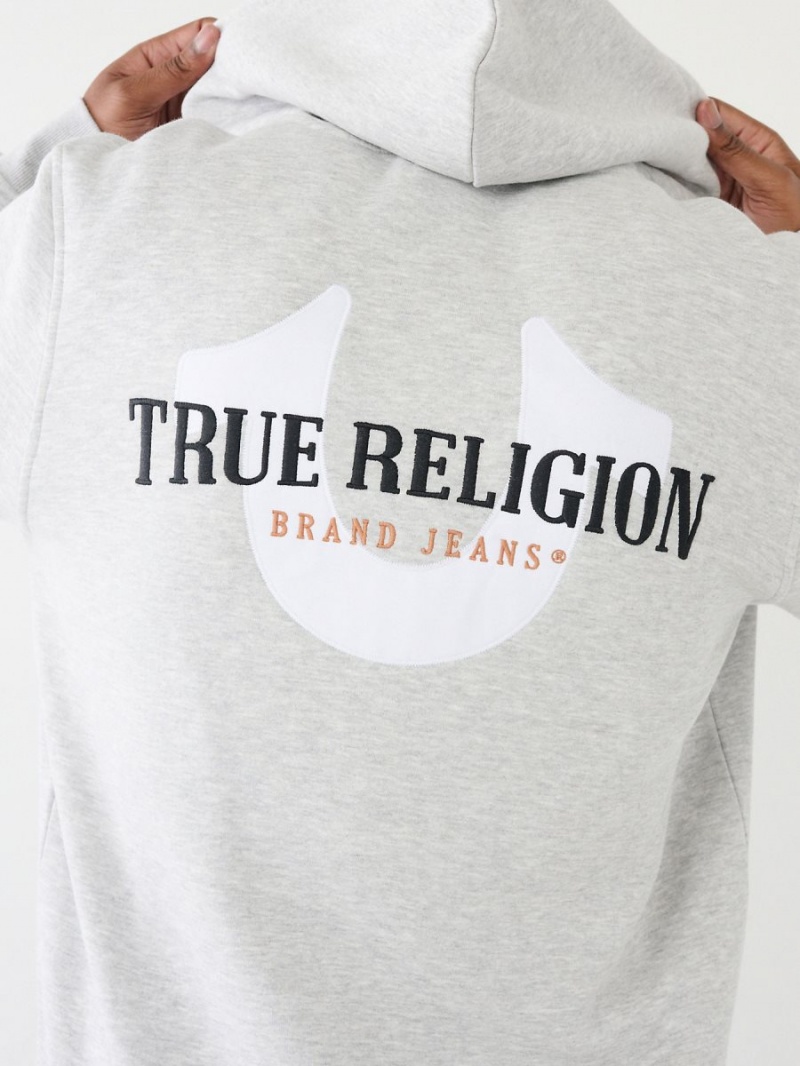 Sudadera con Capucha True Religion Zip Gris | 56MAHFTJL