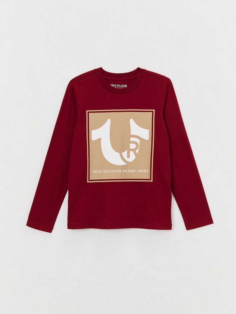 Tops True Religion Niño Long Sleeve Logo Cranberry | 17SAUZFIC