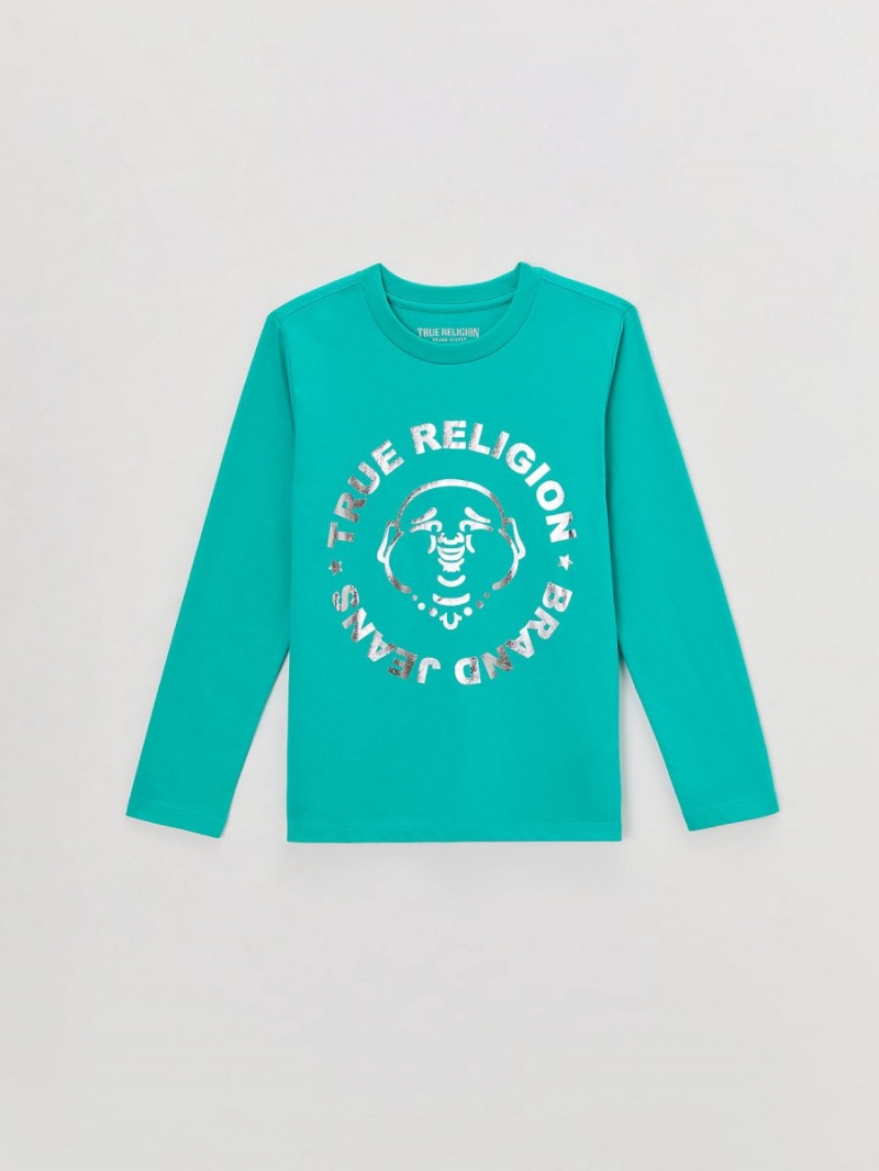 Tops True Religion Niño Long Sleeve Logo Verde Verde | 49OSRUANL