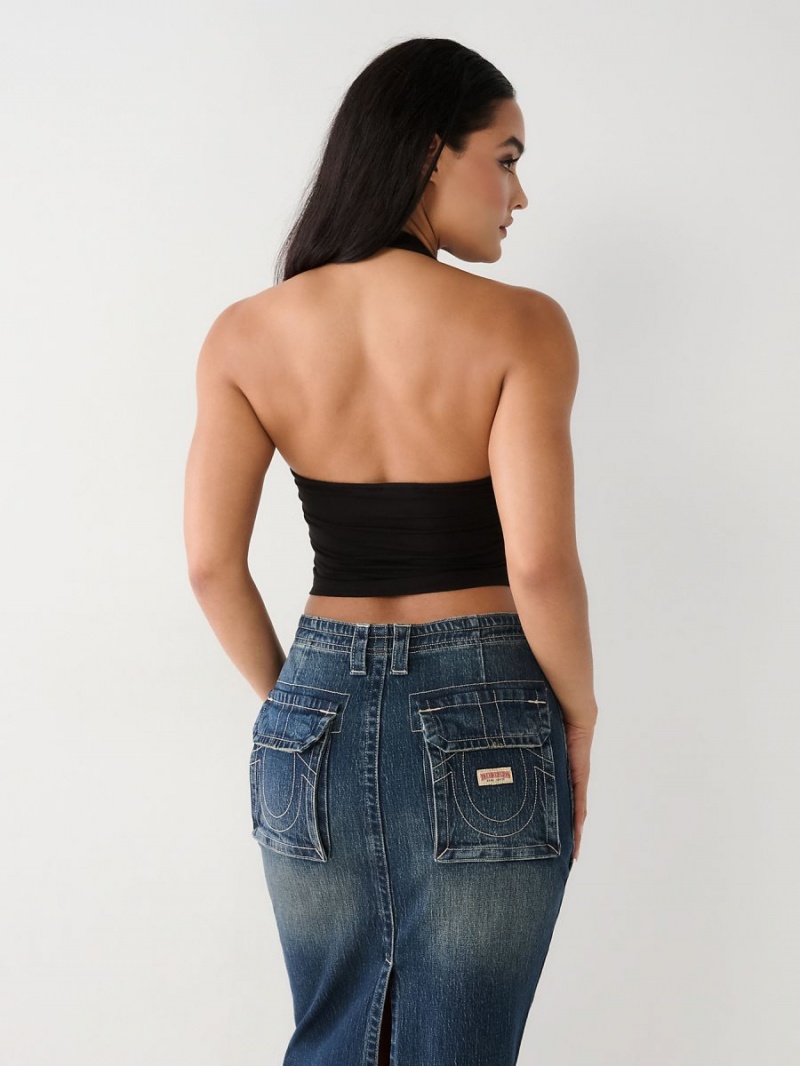 Tops True Religion Crystal Halter Negras | 86HNXOCJY