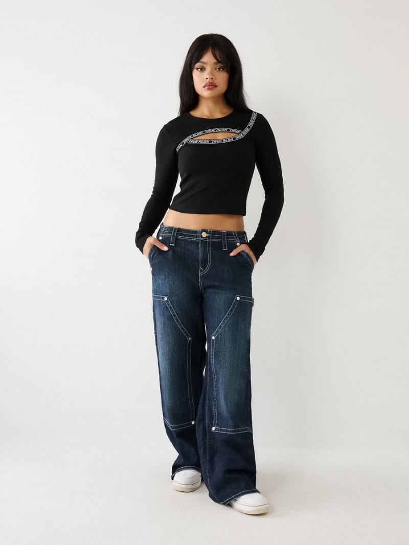 Tops True Religion Cut Out Logo Negras | 60QCXZAVF