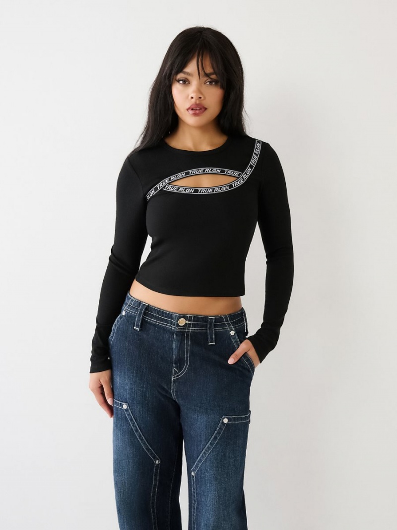 Tops True Religion Cut Out Logo Negras | 60QCXZAVF