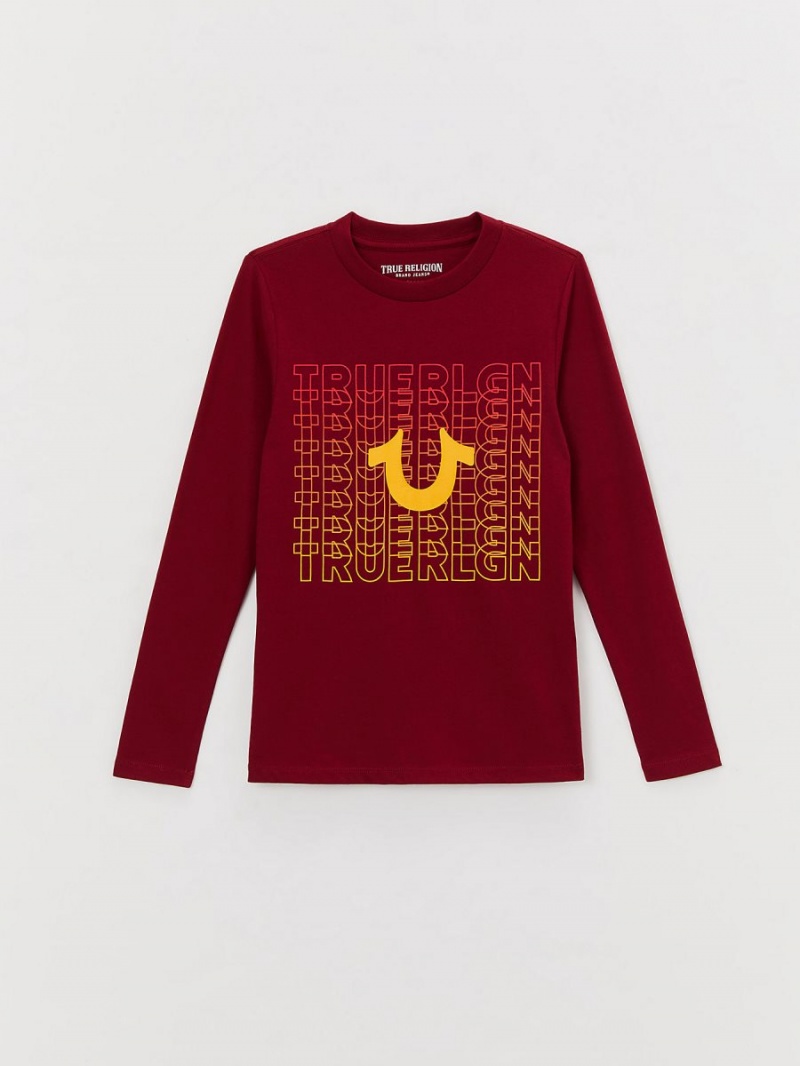 Tops True Religion Niña Long Sleeve Logo Cranberry | 69IYJXBHL