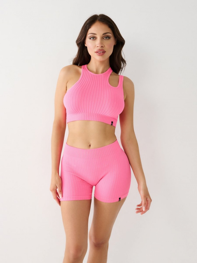 Tops True Religion Seamless Cut Out Fucsia | 24JEYRHDK