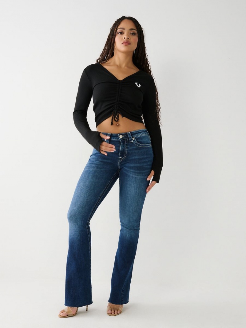 Tops True Religion Tie Front Negras | 37JKLDEMX